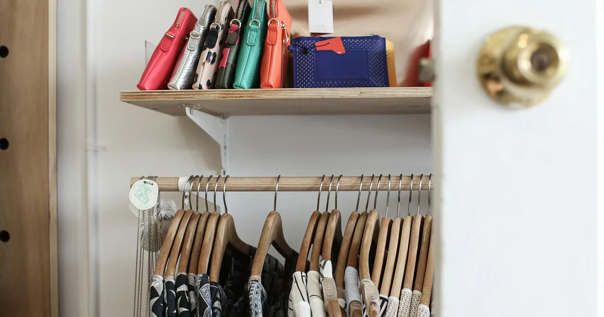 Armario ordenado con ropa, bolsos y prendas clasificadas por uso y categoría
